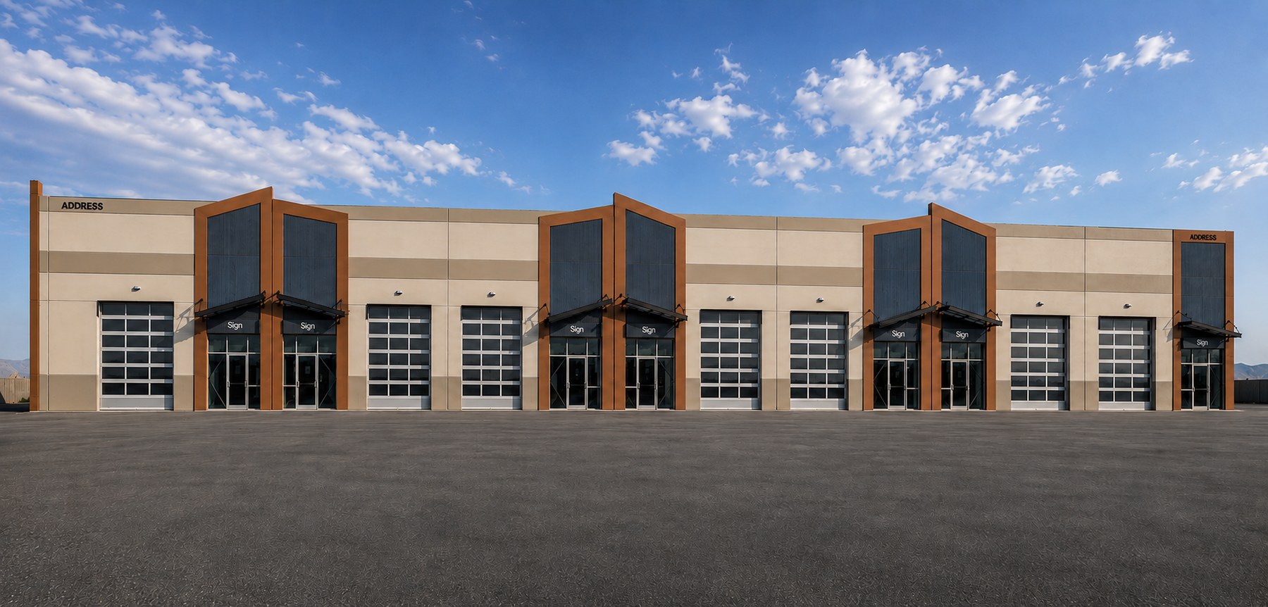 Exterior rendering of the Decatur El Dorado Flex Space building