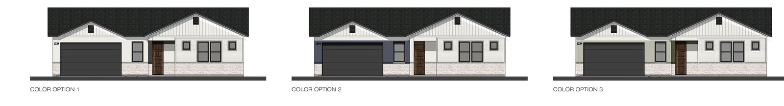 Exterior elevation color options for Overton Ranch Unit 1