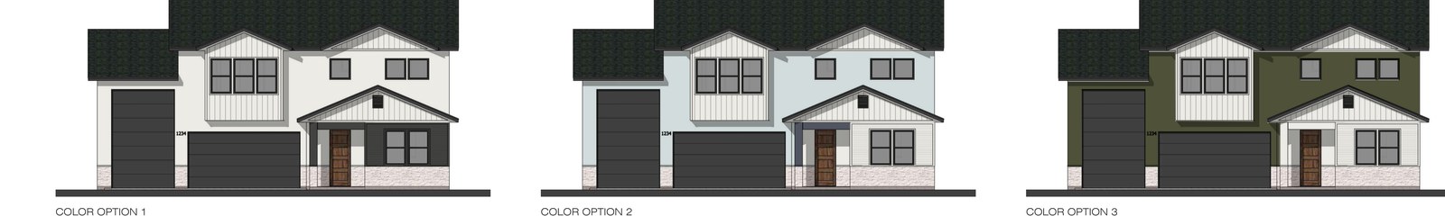 Exterior elevation color options for Overton Ranch Unit 2
