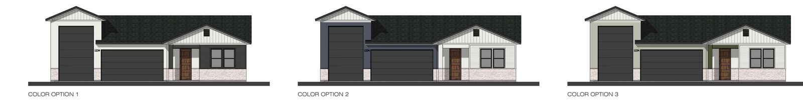 Exterior elevation color options for Overton Ranch Unit 3