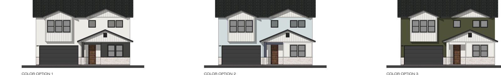 Exterior elevation color options for Overton Ranch Unit 5