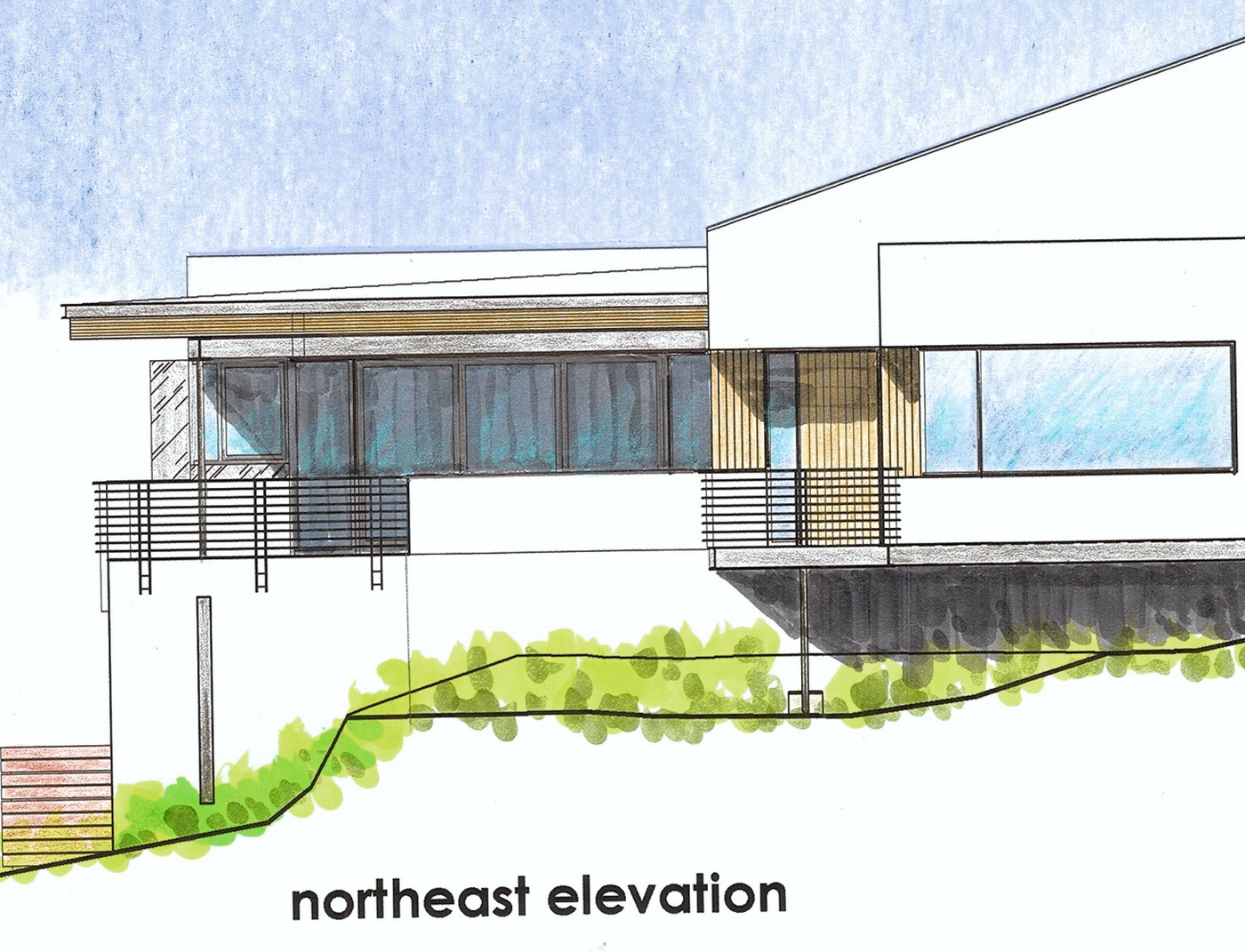 Northeast elevation architectural drawing by Hawkins & Associates