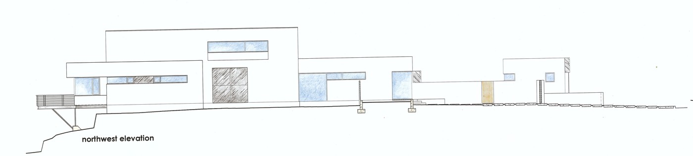 Northwest elevation architectural drawing by Hawkins & Associates