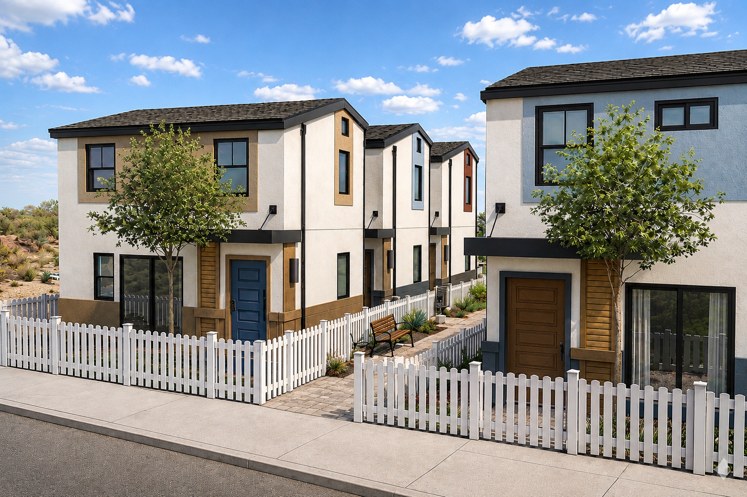 Exterior rendering of Water Street Cottages, a Crystal Bay development